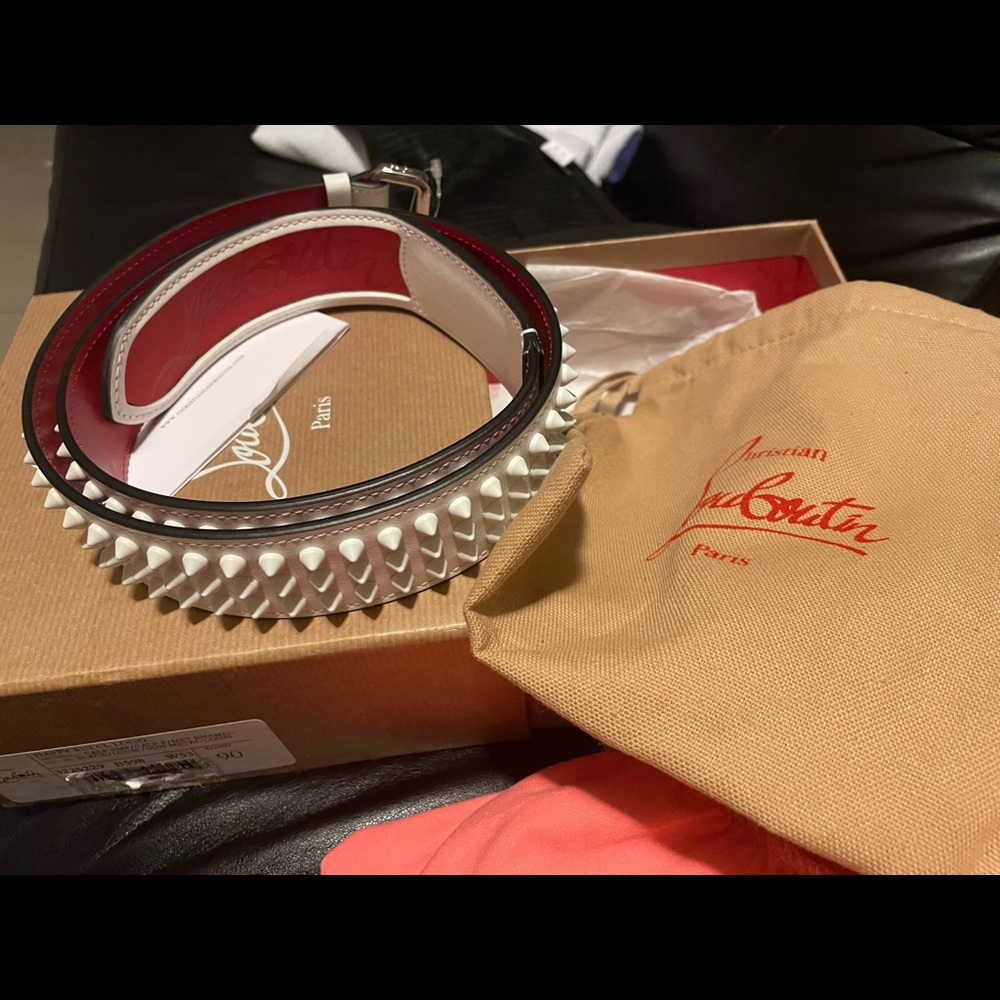 Christian Louboutin spikes white belt